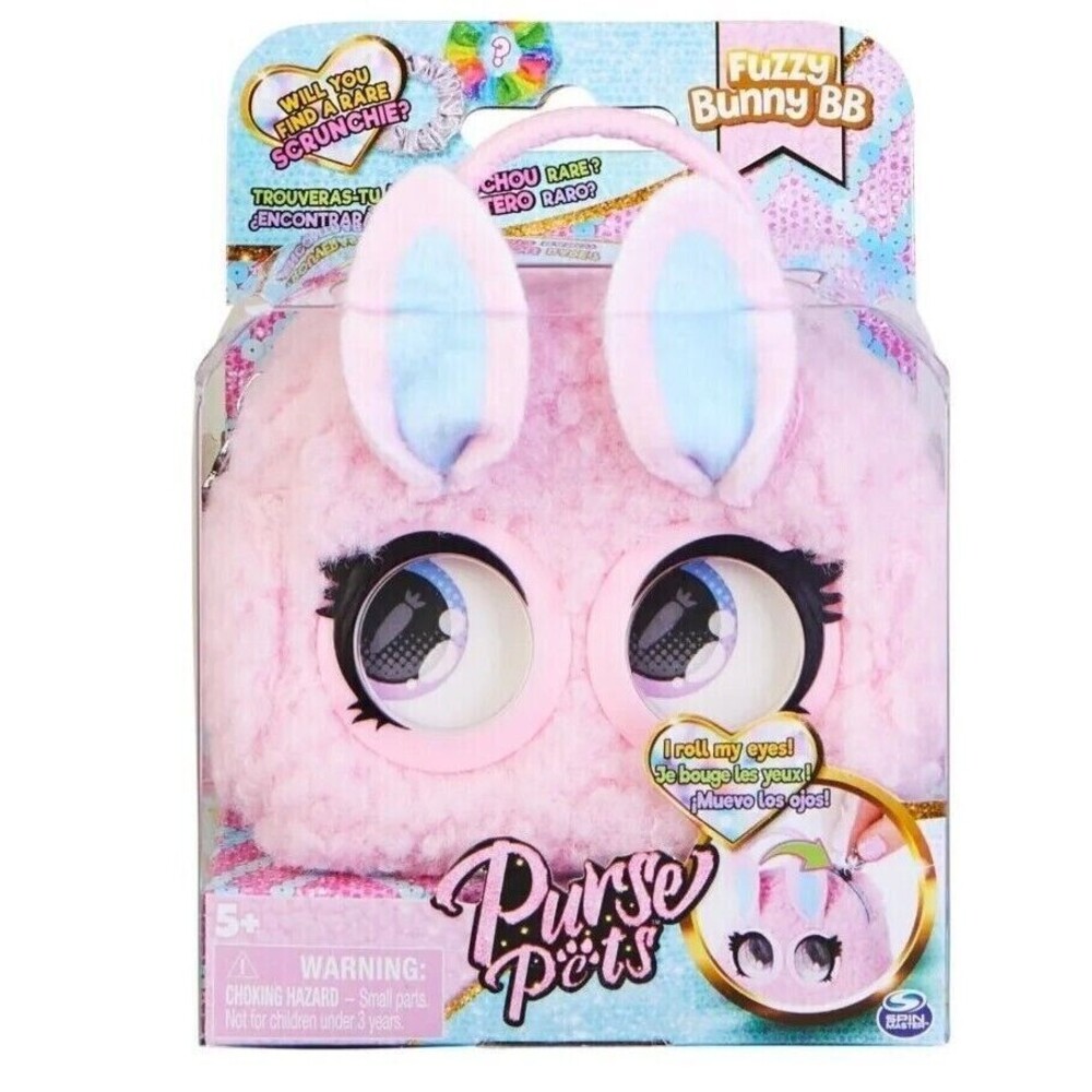 Purse Pets Micros Fuzzy Bunny BB Stylish Small Purse with Eye Roll Feature